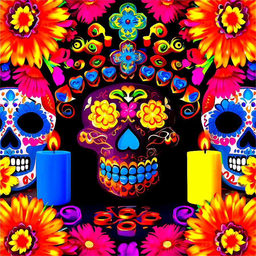 Colorful Dia De Los Muertos Altar Png Cid PNG