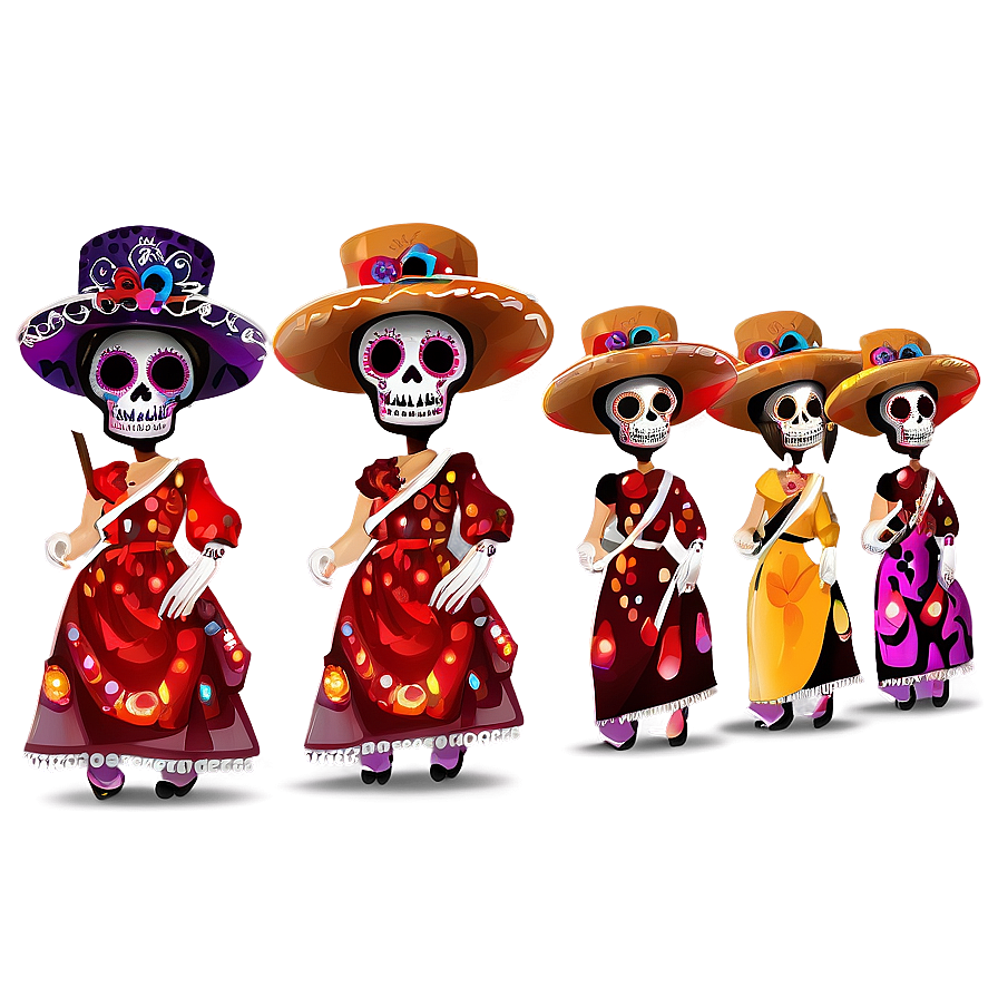 Colorful Dia De Los Muertos Procession Png 06112024 PNG