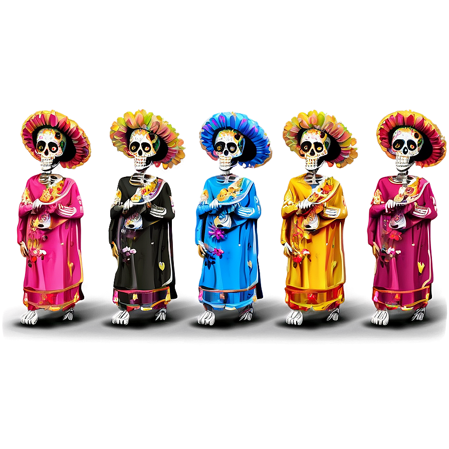 Colorful Dia De Los Muertos Procession Png 20 PNG