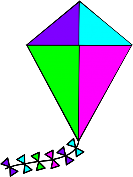 Colorful Diamond Kite With Tail PNG