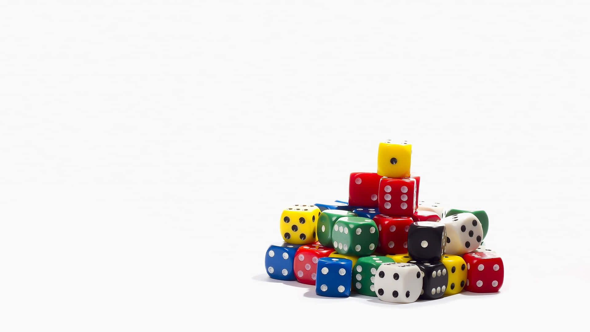 Colorful Dice Collection White Background Wallpaper