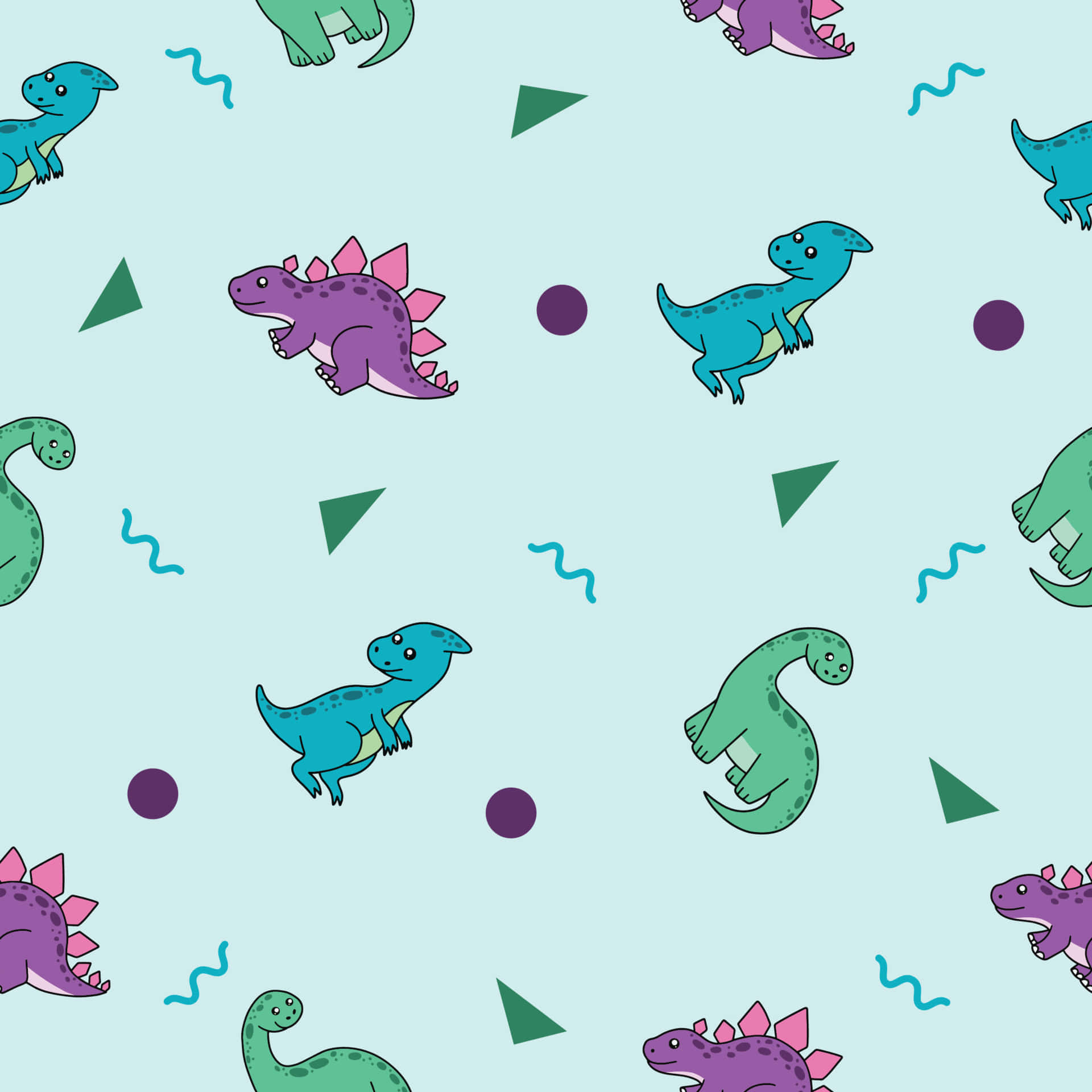 Colorful Dinosaur Pattern Wallpaper