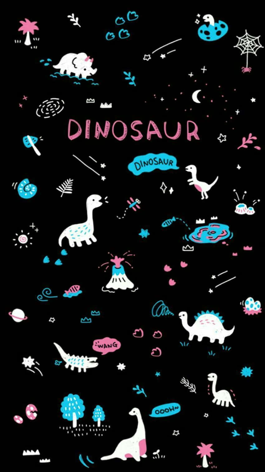 Colorful Dinosaur Pattern Illustration Wallpaper