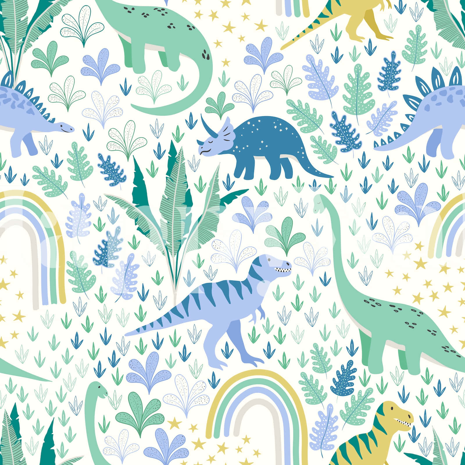Colorful Dinosaur Pattern Illustration Wallpaper