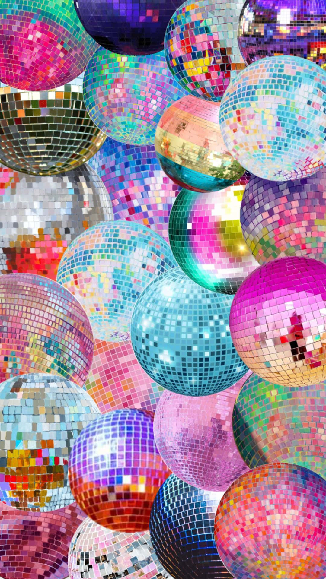 Colorful Disco Ball Collage Wallpaper