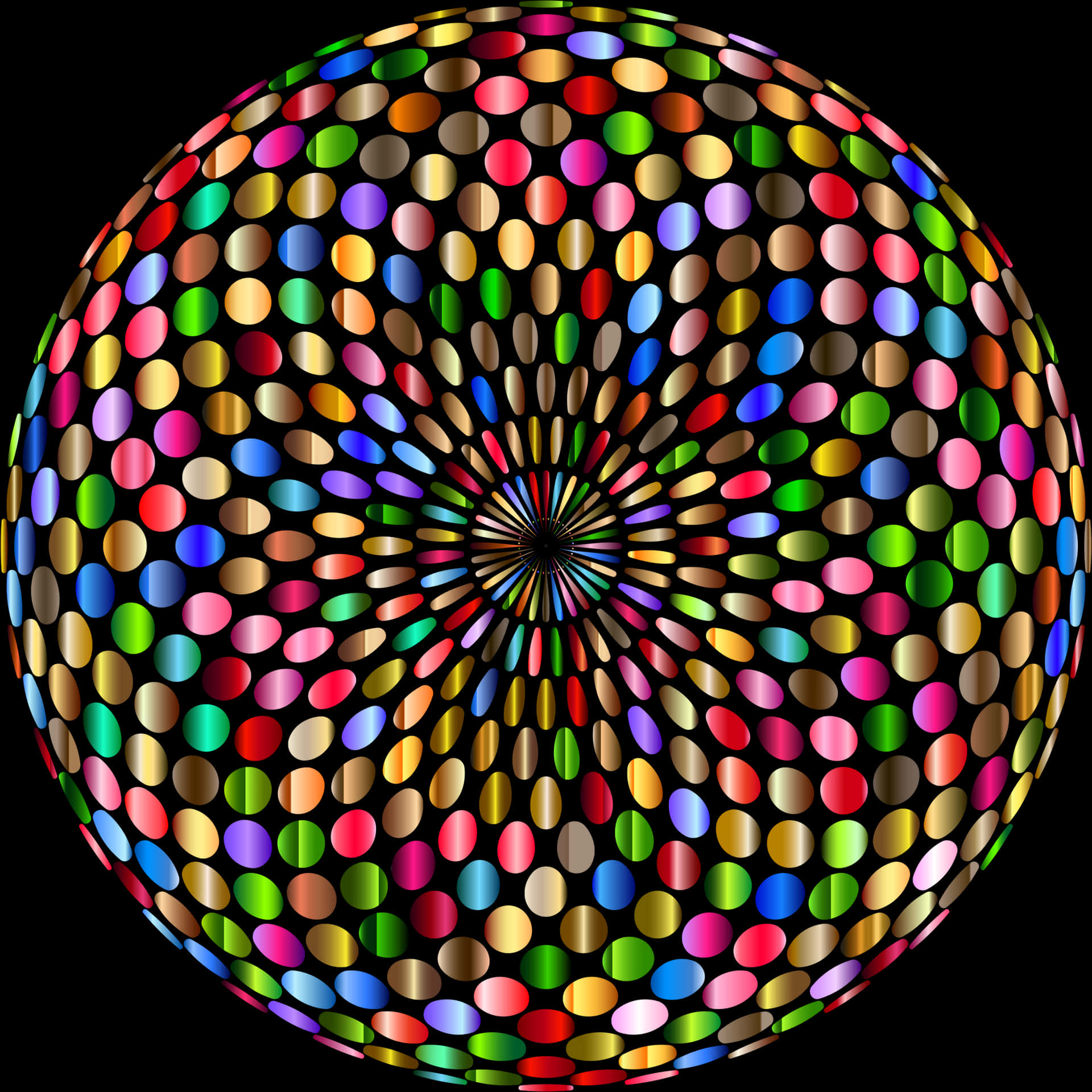 Colorful Disco Ball Illustration PNG