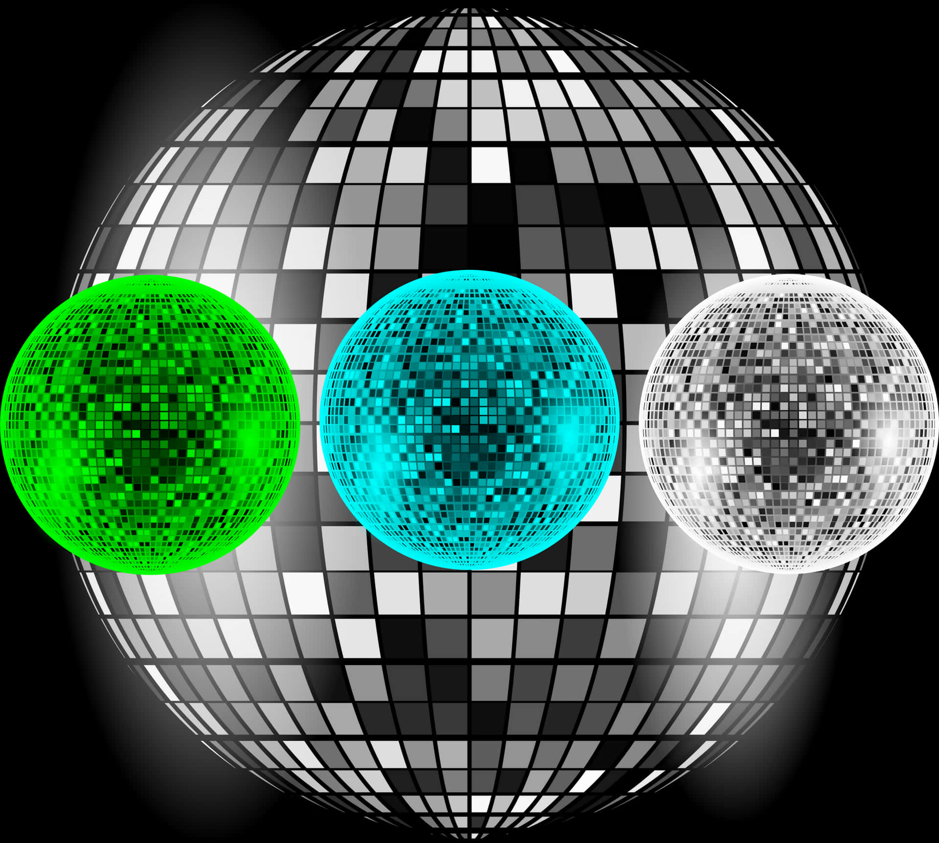Colorful Disco Balls Array PNG