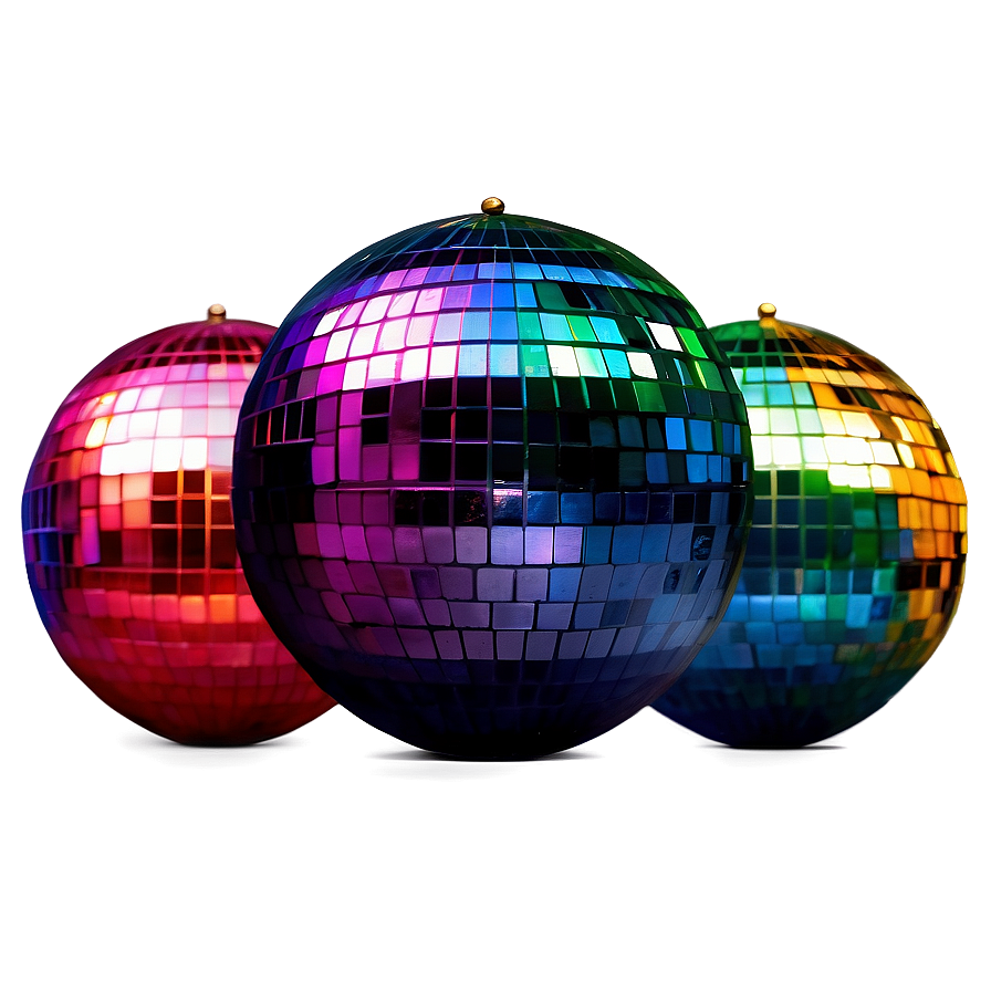 Colorful Disco Balls Trio PNG