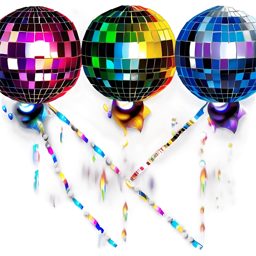Colorful Disco Ballsand Lights PNG