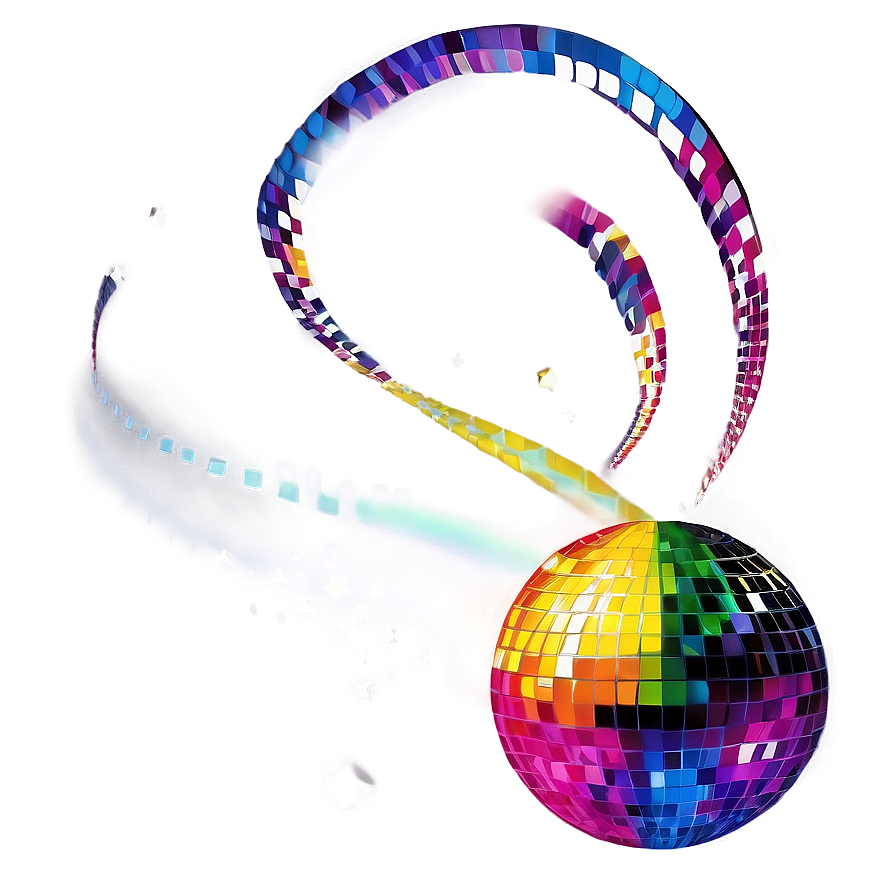 Download Colorful Disco Ballwith Ribbon Trail | Wallpapers.com