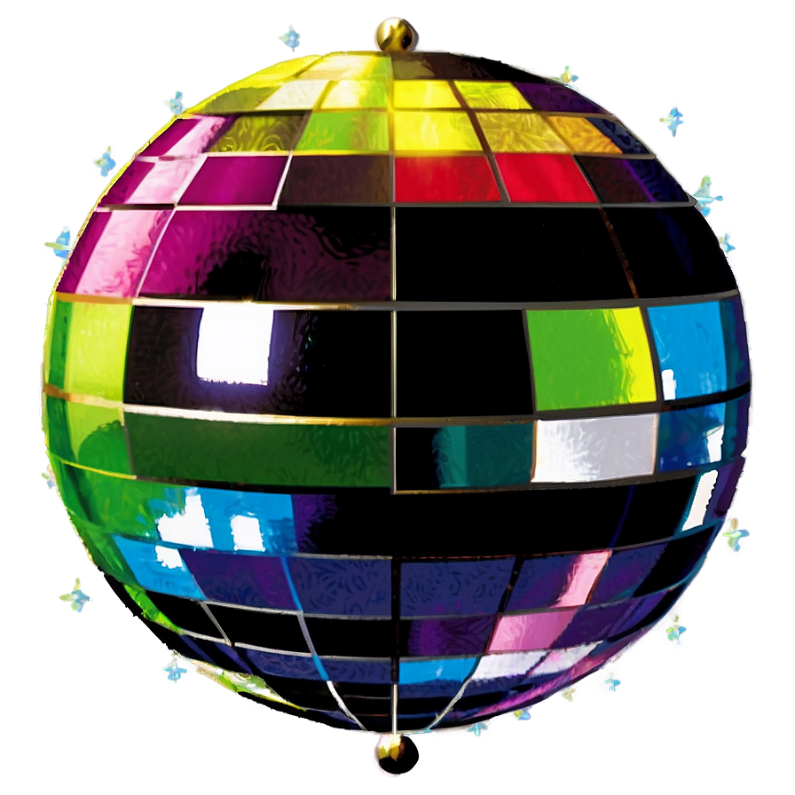Colorful Disco Ballwith Sparkles PNG