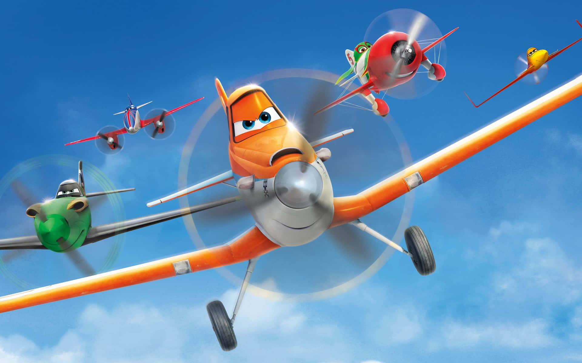 Colorful Disney Planes Soaring High In The Sky Wallpaper