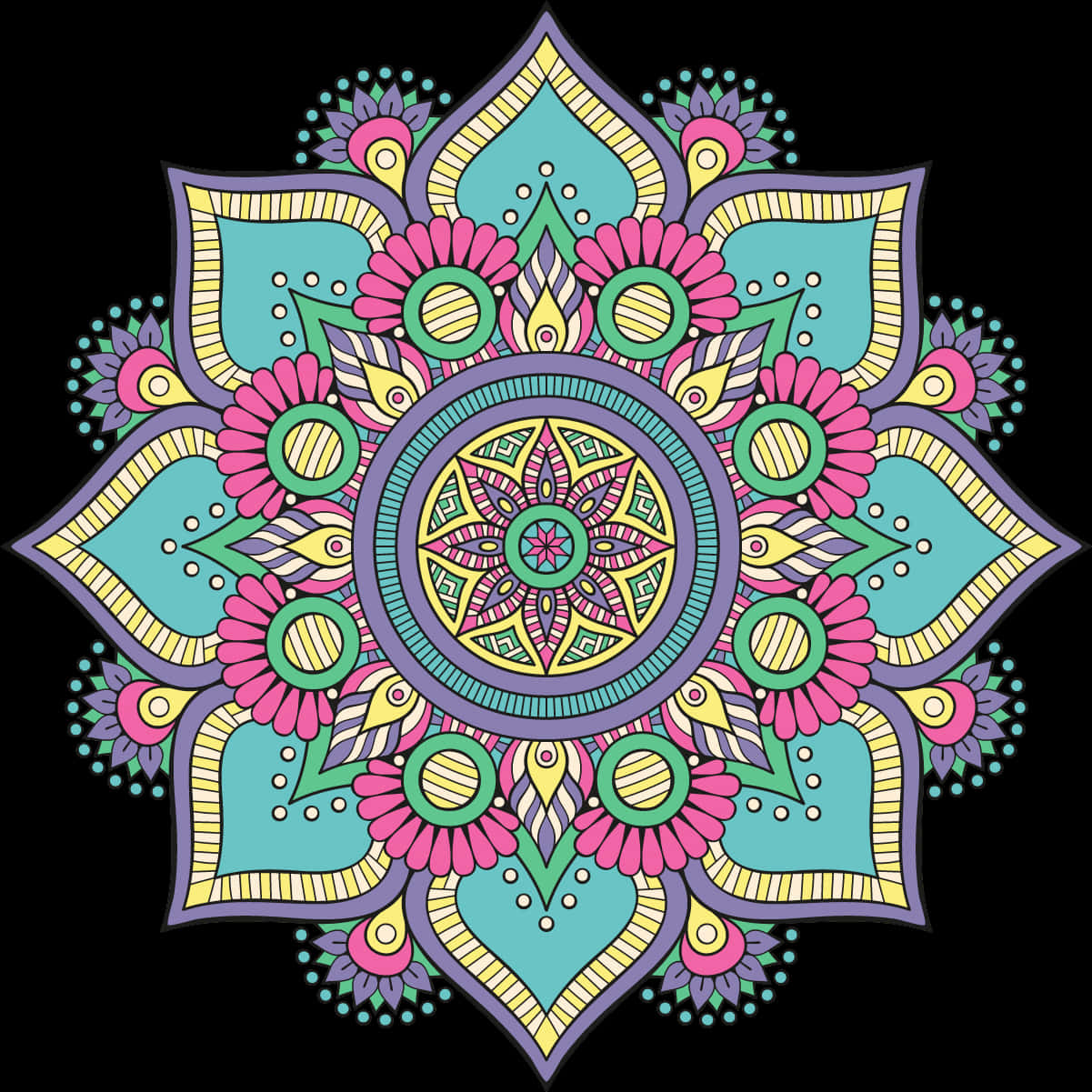 Colorful Diwali Mandala Design PNG