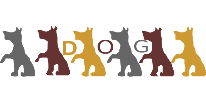 Colorful Dog Silhouettes Spelling Word PNG