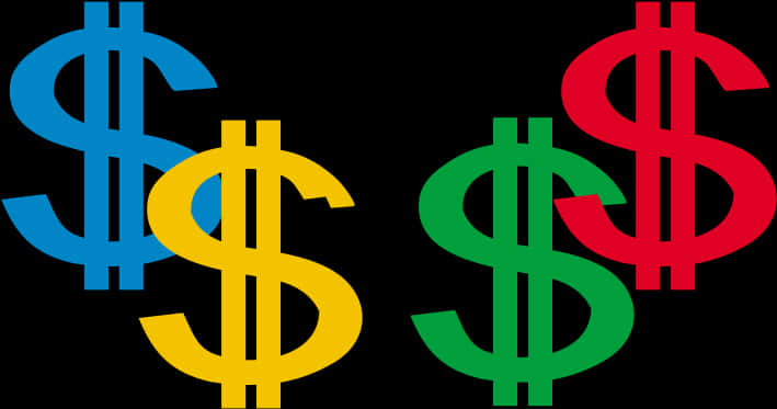 Colorful Dollar Signs Graphic PNG