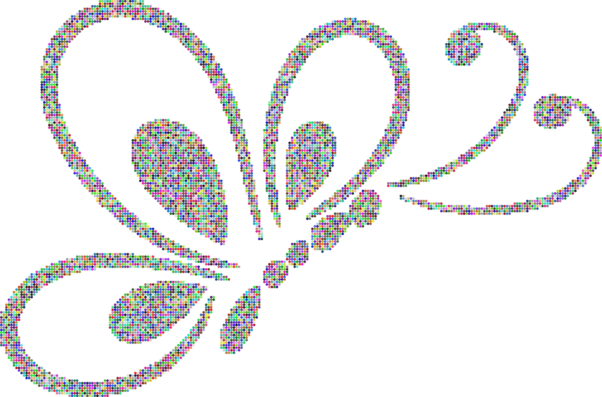 Colorful Dot Butterfly Outline PNG