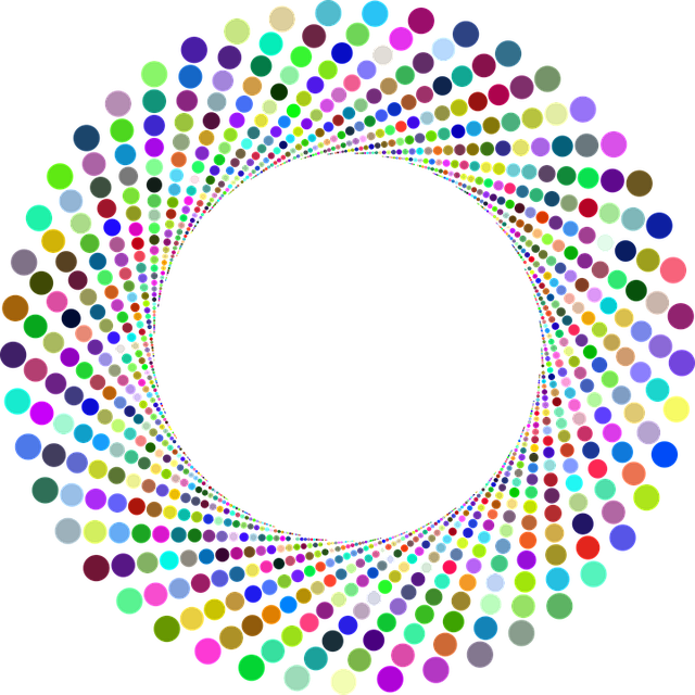Colorful Dot Spiral Abstract PNG