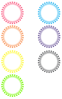Colorful Dotted Circles Vector PNG