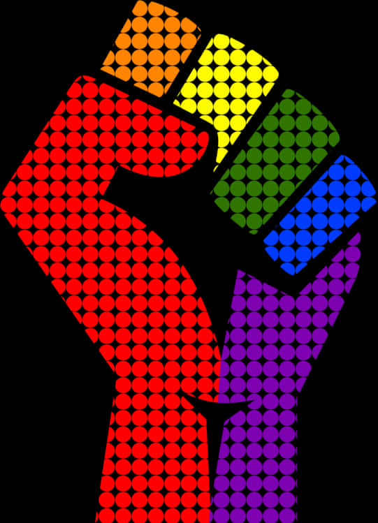 Colorful Dotted Fist Raised PNG