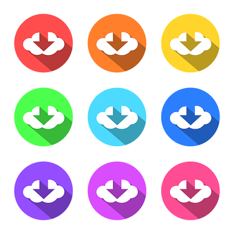 Colorful Download Icons Set PNG
