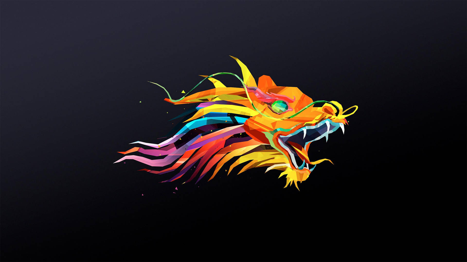 Brightly colored Dragon Design Wallpaper