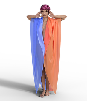 Colorful Drapery Fashion Portrait PNG