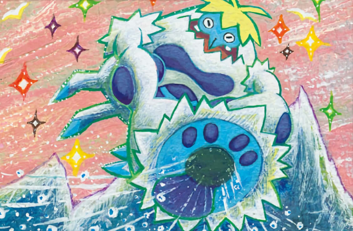 Farverig tegning af Crabominable og vandtype Pokémons Wallpaper