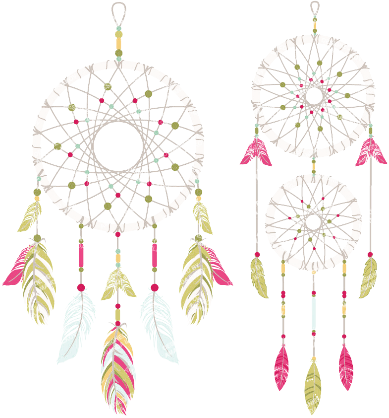 Colorful Dreamcatchers Illustration PNG