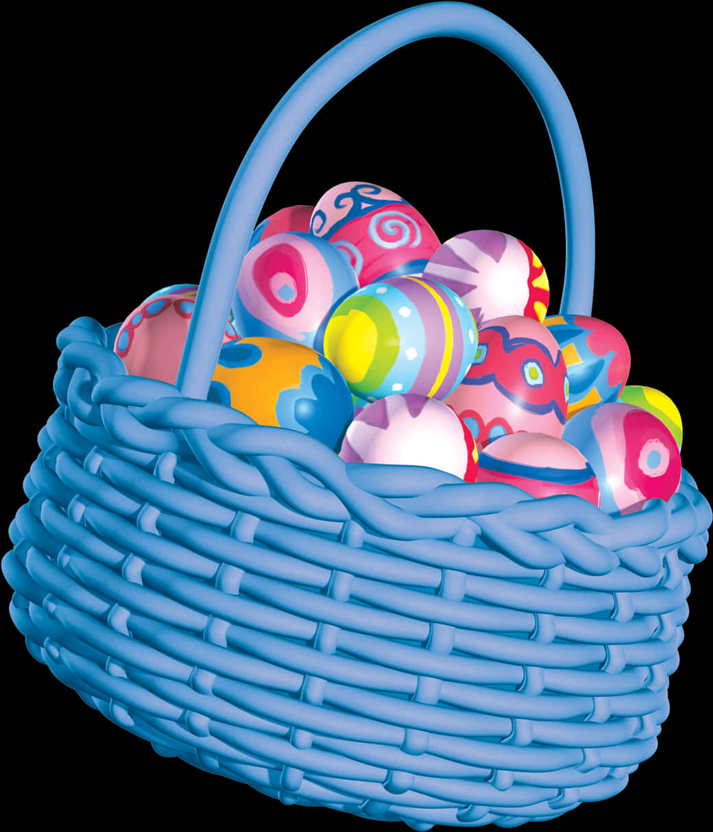 Colorful Easter Egg Basket PNG