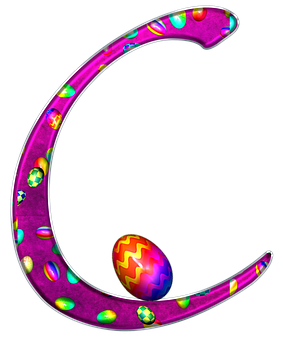 Colorful Easter Egg Letter C PNG