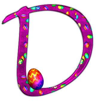 Colorful Easter Egg Letter D PNG