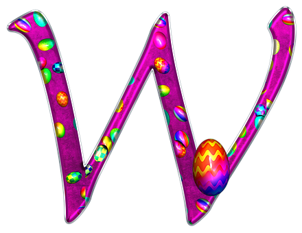 Colorful Easter Egg Letter W PNG