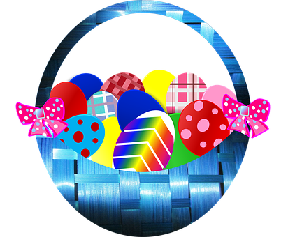 Colorful Easter Eggs Basket Illustration PNG
