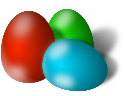 Colorful Easter Eggs Black Background PNG