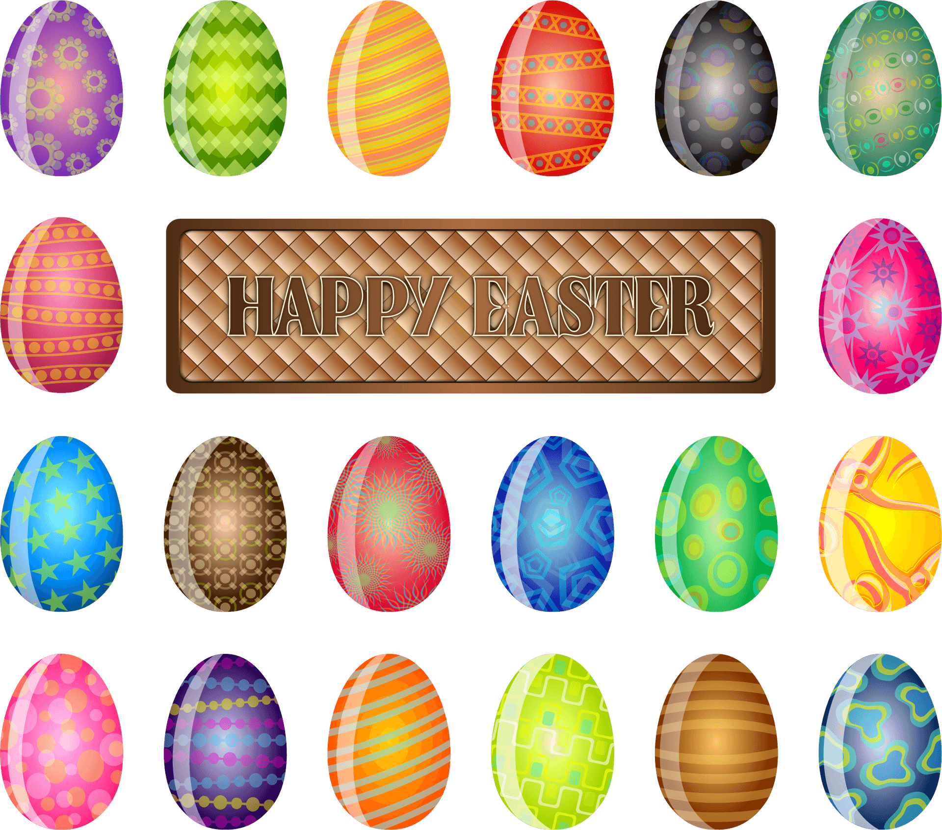 Colorful Easter Eggs Celebration PNG