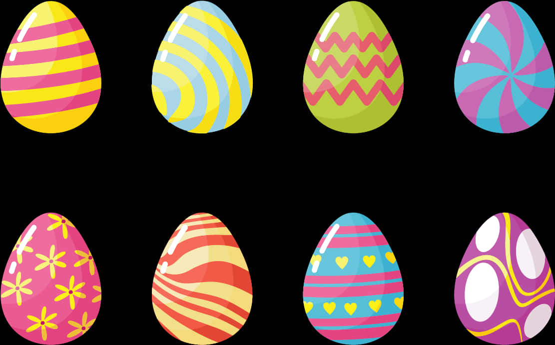 Colorful Easter Eggs Collection PNG