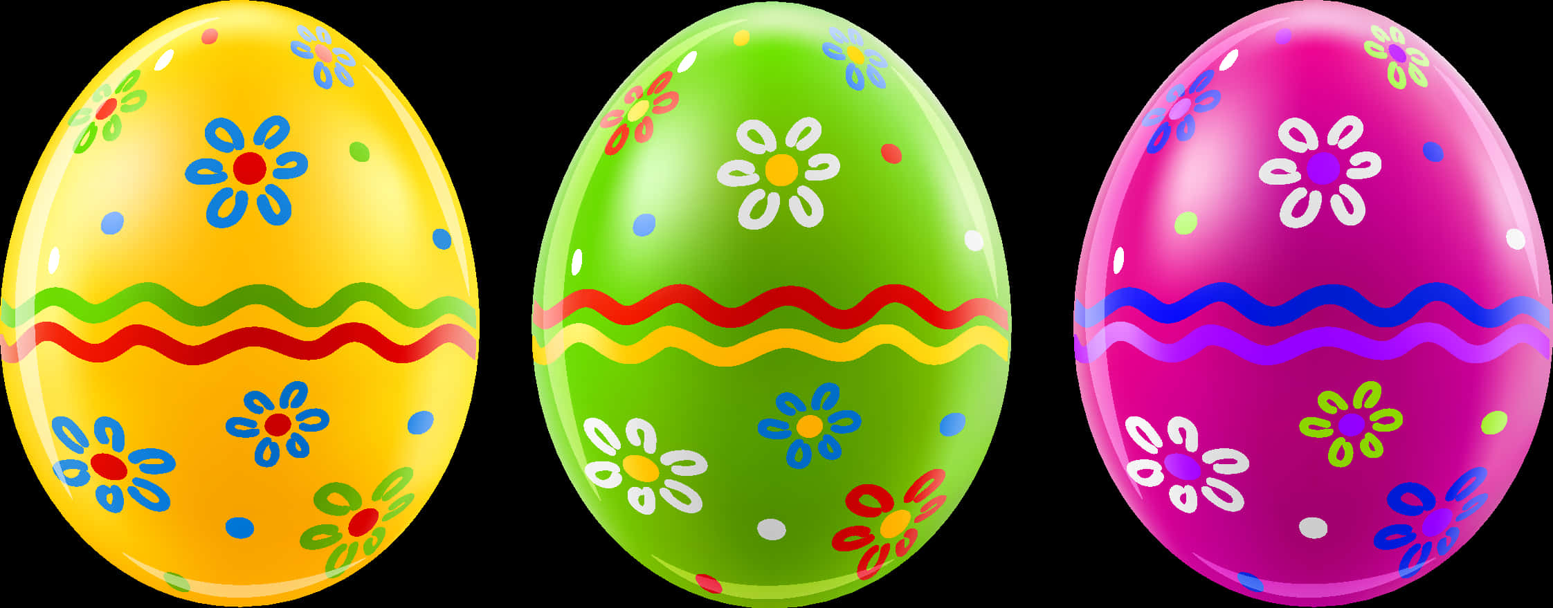 Colorful Easter Eggs Decoration PNG