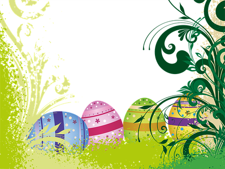 Colorful Easter Eggs Floral Background PNG
