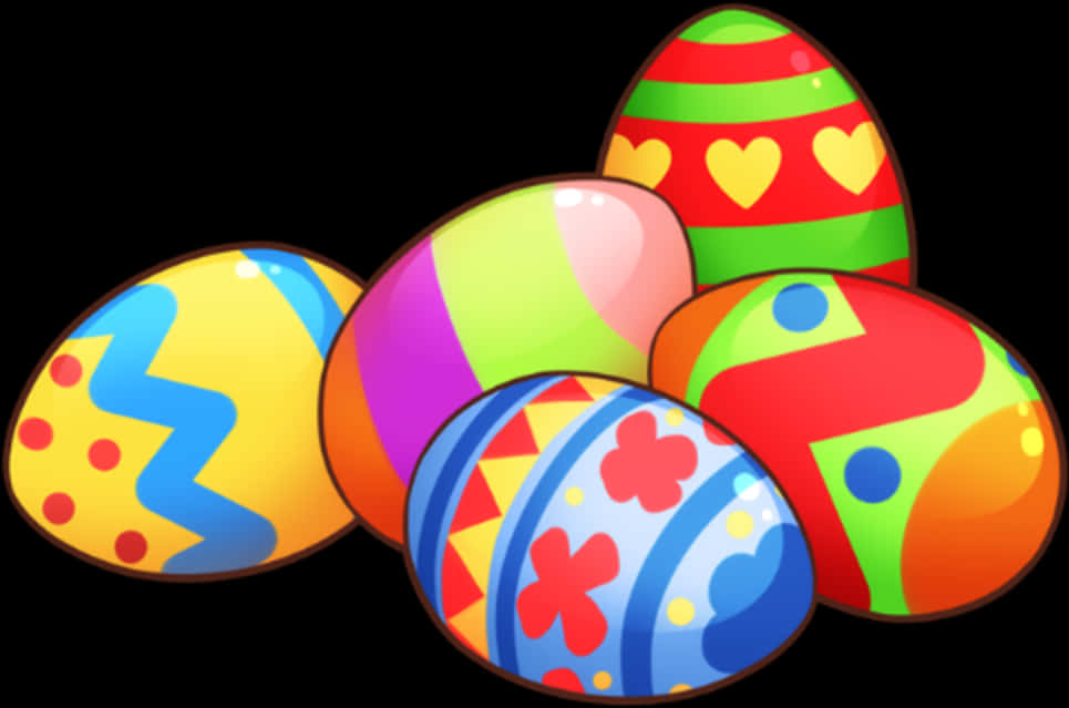 Colorful Easter Eggs Vector Illustration PNG