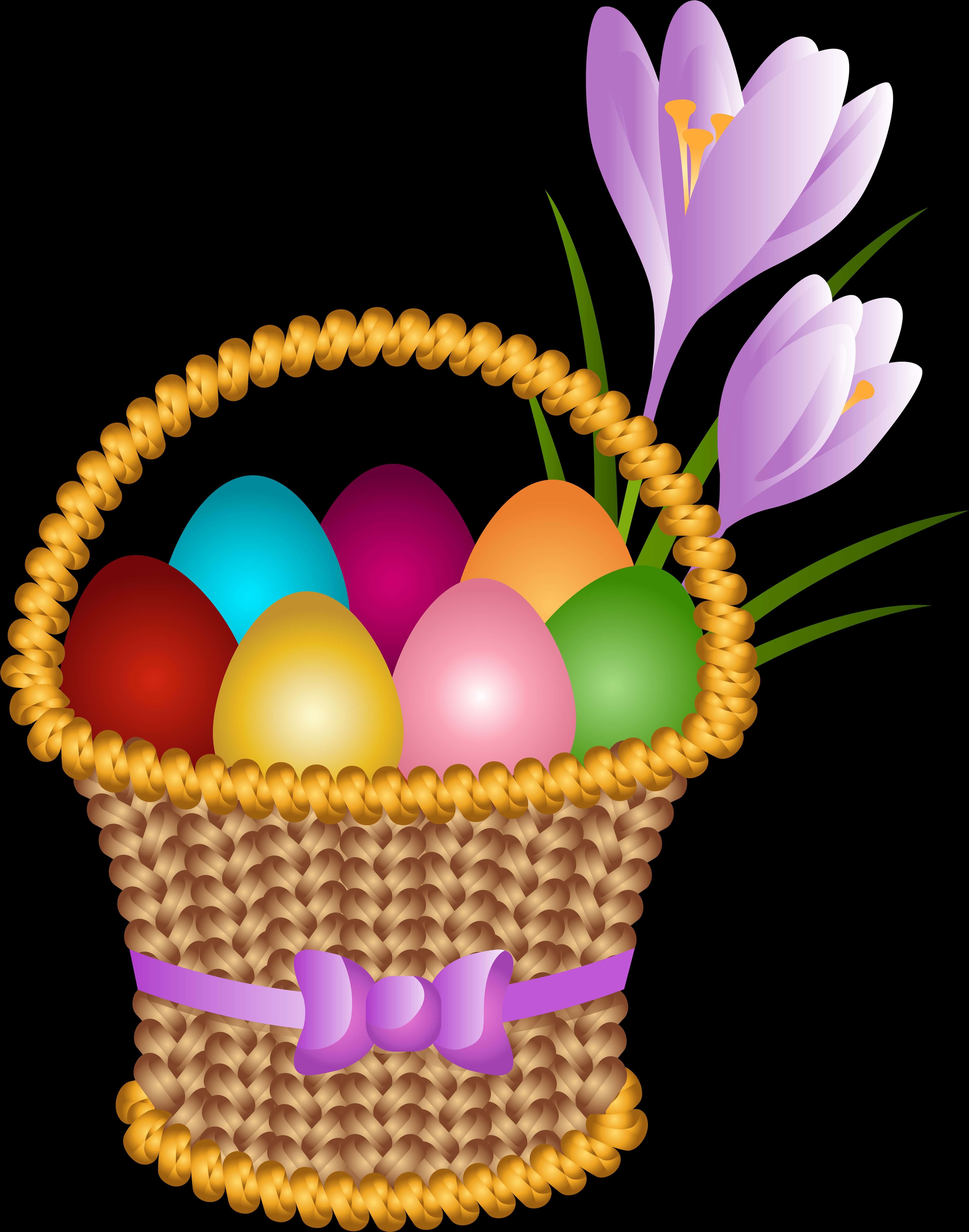 Colorful Easter Eggsin Basket PNG