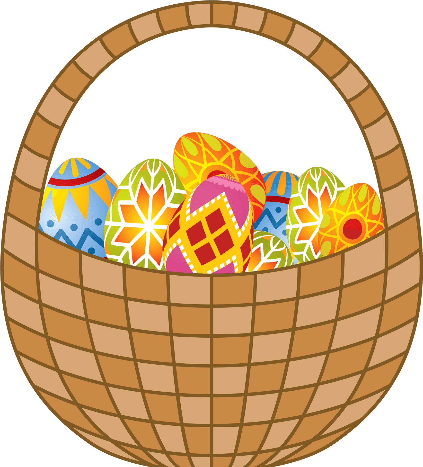 Colorful Easter Eggsin Basket PNG