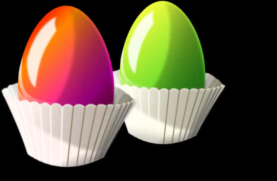 Colorful Easter Eggsin Cups PNG