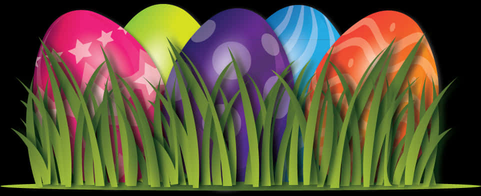 Colorful Easter Eggsin Grass PNG
