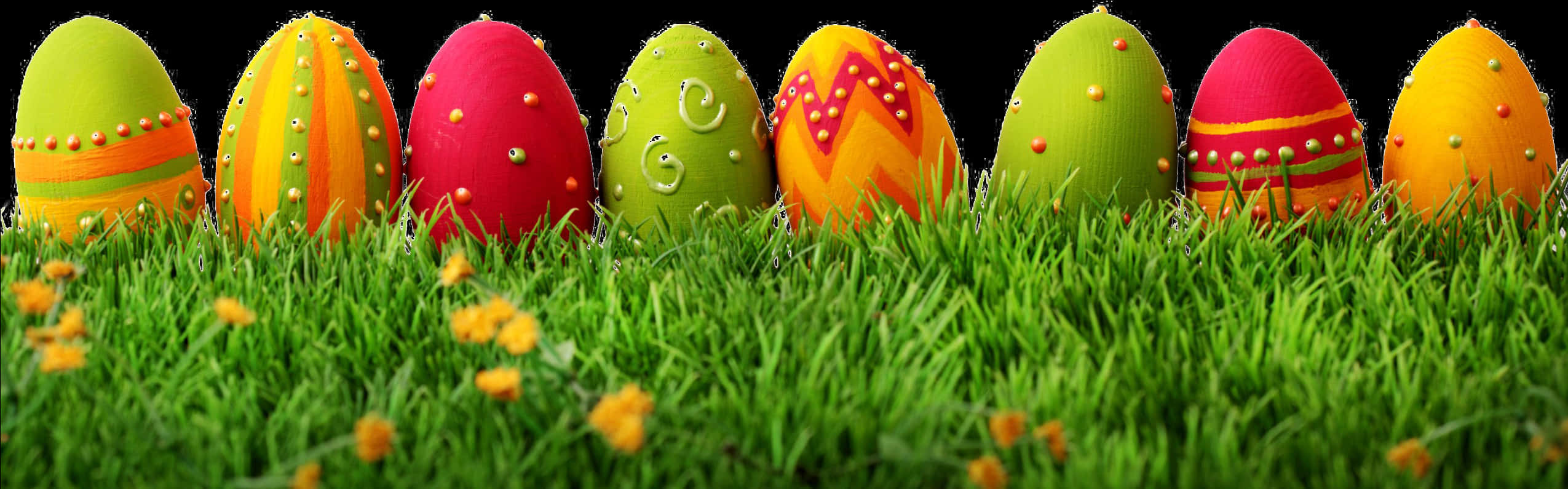Colorful Easter Eggsin Grass PNG