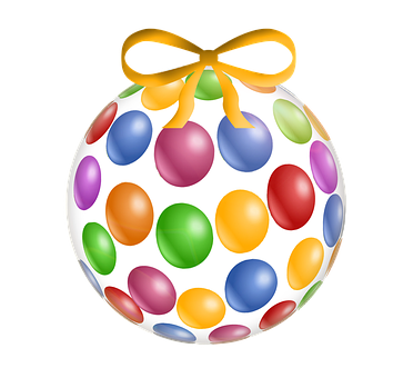 Colorful Easter Eggwith Yellow Ribbon PNG