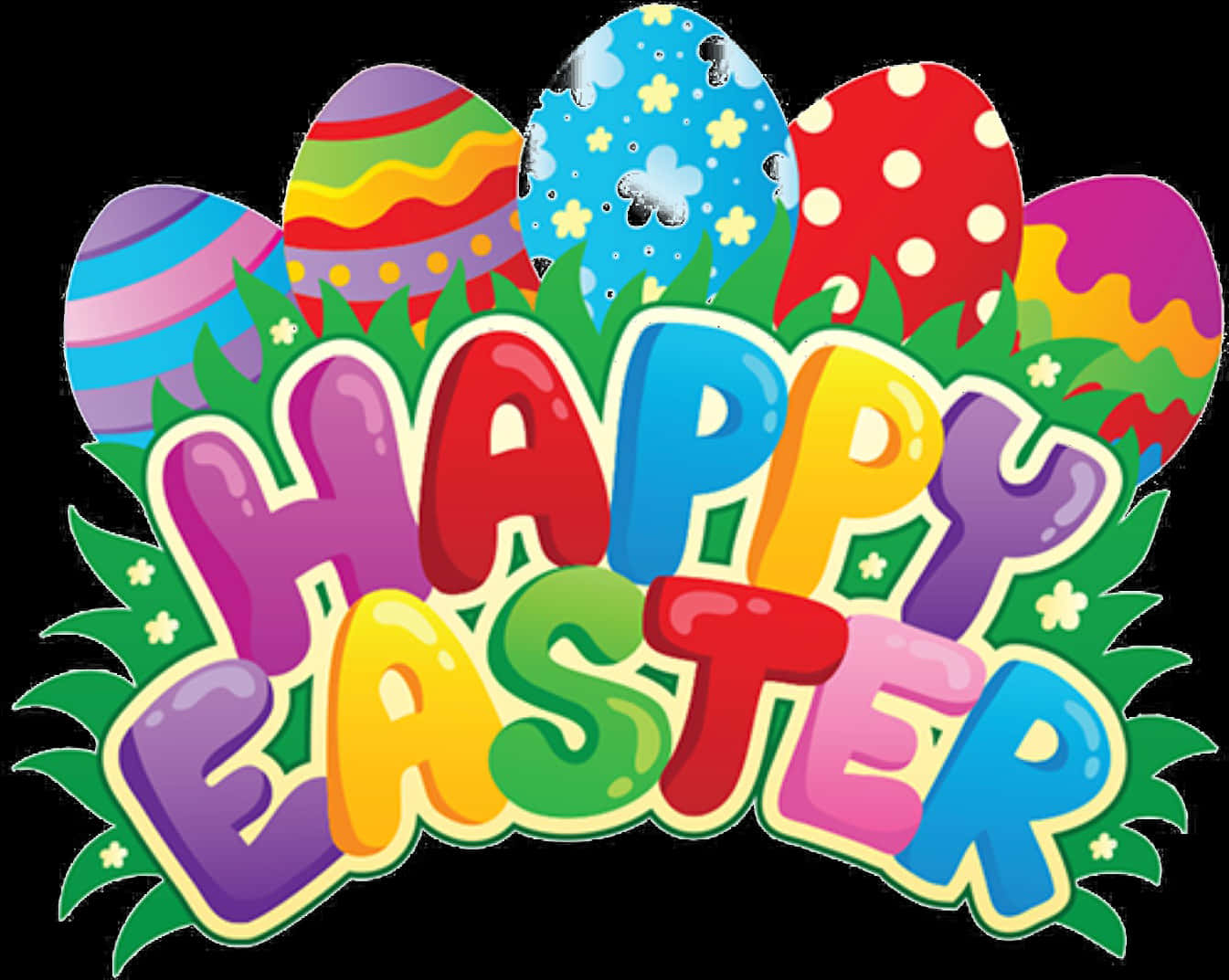 Colorful Easter Greeting PNG