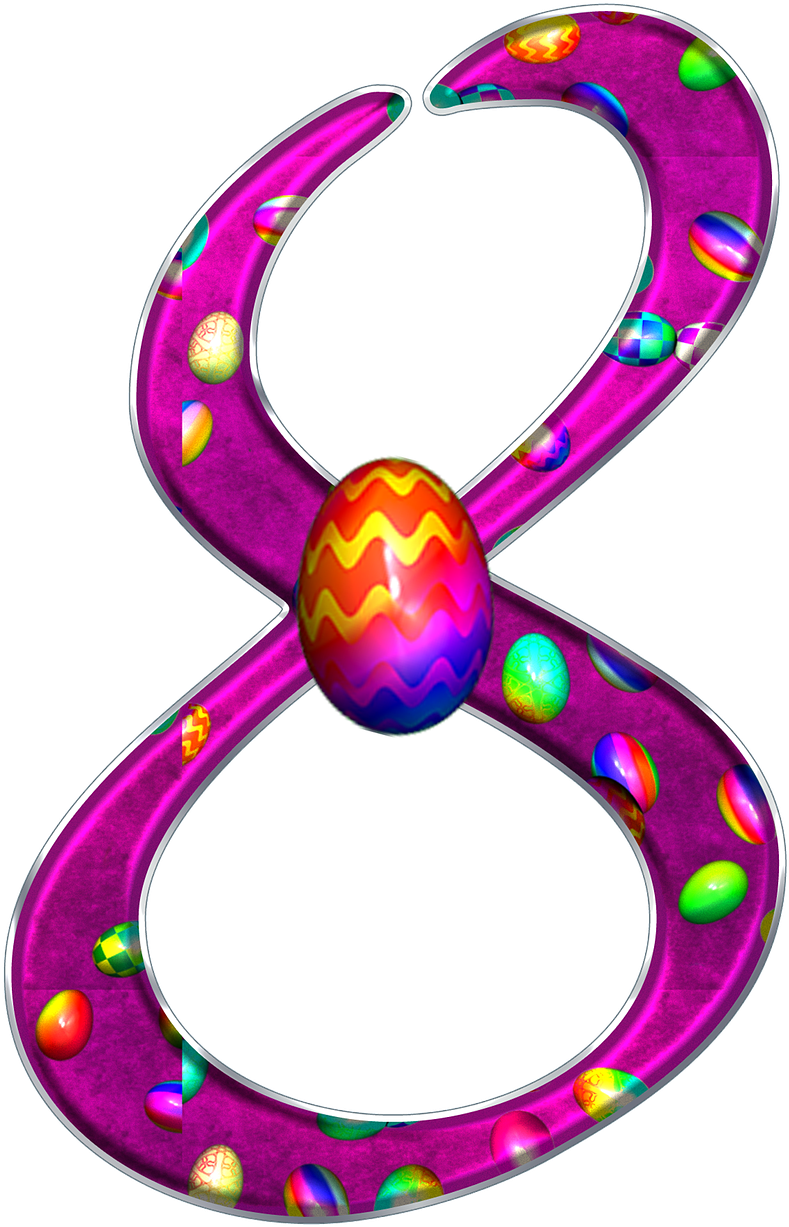 Colorful Easter Number8 PNG