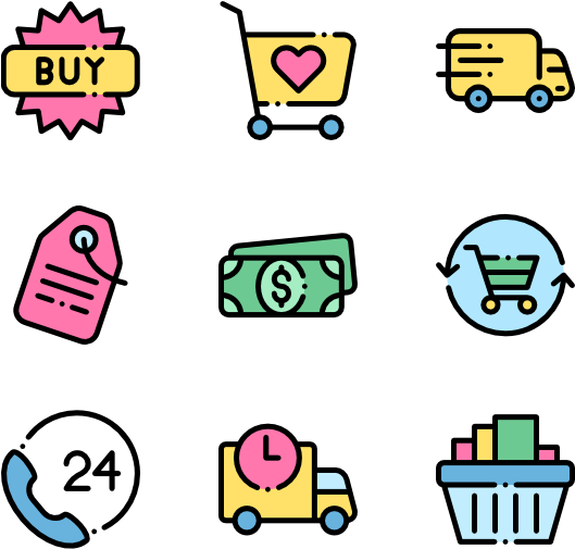 Colorful Ecommerce Icons Set PNG