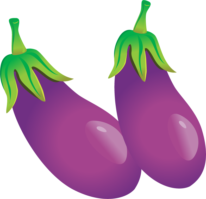 Colorful Eggplants Illustration PNG