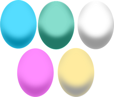 Colorful Eggs Black Background PNG